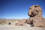 Jeep Driving Through Rocky Landscape on the Altiplano  Potosi Department  Bolivia  South America