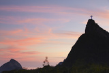 Christ the Redeemer Statue (Cristo Redentor) at Sunset  Corvocado  Rio de Janeiro  Brazil