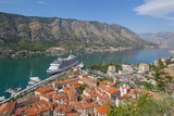 View over Old Town and Cruise Ship in Port  Kotor  UNESCO World Heritage Site  Montenegro  Europe
