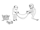 A man and a genie work together to fold laundry - New Yorker Cartoon
