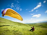 A Reverse Launch While Paragliding at Steptoe Butte on the Palouse in Eastern Washington