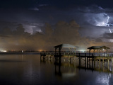Lightning Off a Dock in Titusville  Florida Looking Towards Cape Canaveral