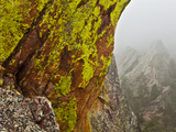 Rock Formations Seen Beyond Lichen Covered Rocks on the First Flatiron Above Boulder  Colorado