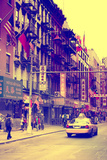 Taxi New Yorkais Dans Une Rue De Chinatown
