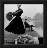 Skater in a Digby Morton Fur Trimmed Velvet Coat and Michael Bentley in the Background  1955