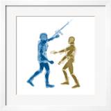 Human figures with firearms