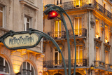 Evening at the Metro Stop Saint Michel in the Latin Quarter  Paris  France
