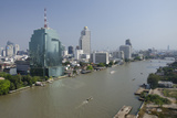 Downtown Bangkok Skyline View with Chao Phraya River  Thailand