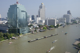 Downtown Bangkok Skyline View with Chao Phraya River  Thailand