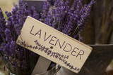 Farm Sign with Dried Lavender for Sale at Lavender Festival  Sequim  Washington  USA