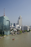 Downtown Bangkok Skyline View with Chao Phraya River  Thailand