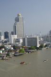 Downtown Bangkok Skyline View with Chao Phraya River  Thailand