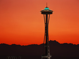 Space Needle at Sunset  Seattle  Washington  USA