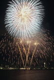 Fireworks on July 4th  at Gasworks Park; Space Needle in Background  Seattle  Washington  USA