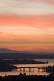 Skyline and Olympic Mountains  Sunset  Lake Washington  Seattle  Washington  USA