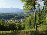 View of Town with Mountain  Vermont  USA