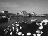 Fishing Nets and Houses at Harbor  Peggy's Cove  Nova Scotia  Canada