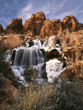 View of Frozen Waterfall of Mill Creek  Spanish Valley  Utah  USA