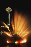 Space Needle Tower with Fountain  Seattle  Washington  USA