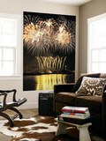 Fireworks on July 4th  at Gasworks Park; Space Needle in Background  Seattle  Washington  USA