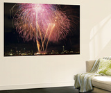 Fireworks on July 4th  at Gasworks Park; Space Needle in Background  Seattle  Washington  USA