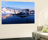 Snow-Covered Mountains with Crater Lake  Crater Lake National Park  Oregon  USA