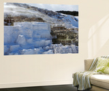 View of Mammoth Hot Springs with Steam  Yellowstone National Park  Wyoming  USA