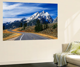 Teton Park Road and Teton Range  Grand Teton National Park  Wyoming  USA