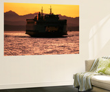 Ferry Boat at Sunset  Washington  USA