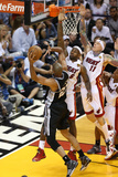 Miami  FL - JUNE 6 LeBron James  Chris Andersen and Tim Duncan