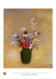 Large Green Vase with Mixed Flowers