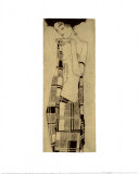 Gerti Schiele in a Plaid Garment