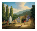 Garden with Peacock and Fountain
