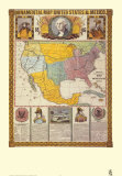 Ornamental Map of the United States and Mexico