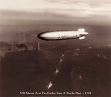 USS Macon over the Golden Gate and Pacific Fleet  1934