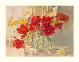 Red Tulips and Daffodils