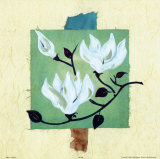 Magnolias on Greenbeige Papyrus
