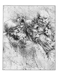 Print After a Drawing of Five Characters in a Comic Scene by Leonardo da Vinci