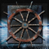 World Map and Ship's Wheel