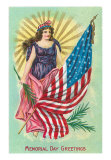 Memorial Day Greetings  Columbia and Flag