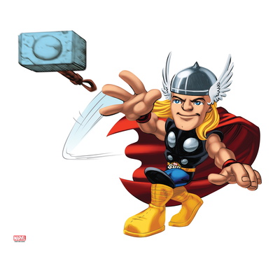 Marvel Super Hero Squad: Thor Throwing Stretched Canvas Print w ...