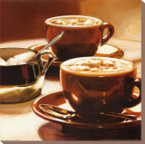 "Tazze con Cappuccino" Pre-made-framed Stretched Canvas Print