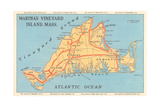 Massachusetts - Detailed Map of Martha's Vineyard and Nantucket Islands ...